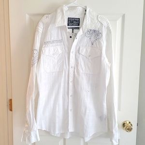 Men's Affliction Button-up White Shirt XL